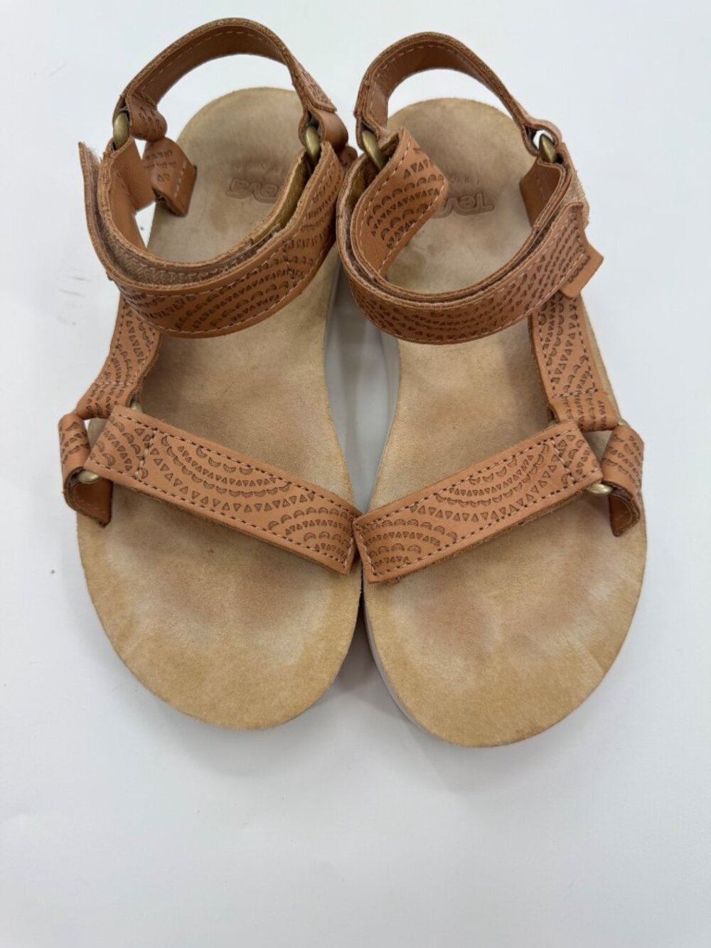 Teva Womens Size 5 Leather Midform Universal Geometric Strap Sandals Comfort Wal - Picture 2 of 8